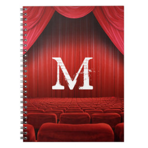 Roter Vorhang Theater Monogramm Initial Notizbuch Notizblock