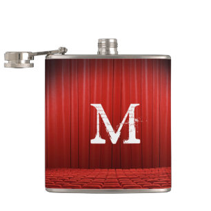 Roter Vorhang Theater Monogramm Whiskyflasche Flachmann