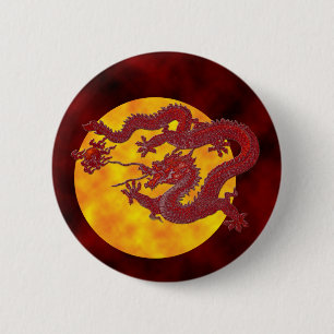 Roter Wachs-Drache Button
