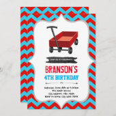 Roter Wagen Geburtstagsparty Einladung (Vorne/Hinten)