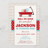 Roter Wagen zum Geburtstag Einladung Litte Roter W (Vorne/Hinten)