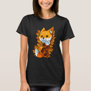 Roter Wald Fuchs Baby Tier Herbst Blätter T-Shirt