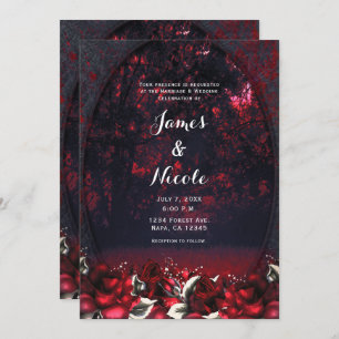 Roter Wald Rose Gothic Hochzeitseinladung Einladung
