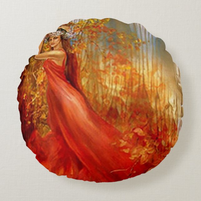 Roter Wald Rundes Kissen (Vorderseite)