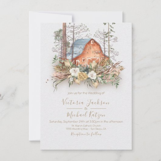 Roter Wald von Wald Einladungen für Hochzeiten (Vorderseite)