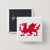 Roter walisischer Drache Button (Vorne & Hinten)