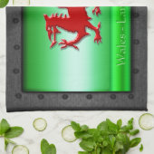 Roter walisischer Drache, niettierter Stahlrahmen Küchentuch (Gefaltet)