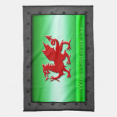 Roter walisischer Drache, niettierter Stahlrahmen Küchentuch (Vertikal)