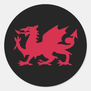 Roter walisischer Drache Runder Aufkleber