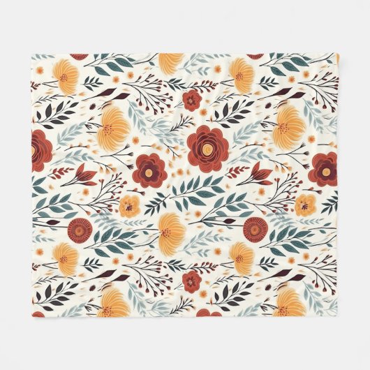 Roter wärmer Herbst Florals Fleecedecke (Vorderseite (Horizontal))