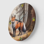 Roter Wasserfarbenfox Große Wanduhr (Winkel)