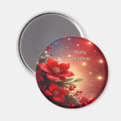 Roter Weihnachts-Blumen-Feiertagsmagnet Magnet (Vorderseite/Rückseite)