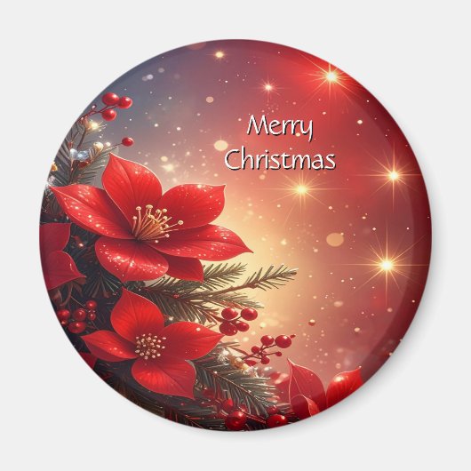 Roter Weihnachts-Blumen-Feiertagsmagnet Magnet (Vorne)