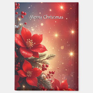 Roter Weihnachts-Blumen-Feiertagsmagnet Magnet