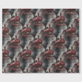 Roter Weihnachts-Dampfzugar Geschenkpapier (Flach)
