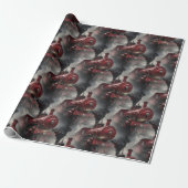 Roter Weihnachts-Dampfzugar Geschenkpapier (Ungerollt)