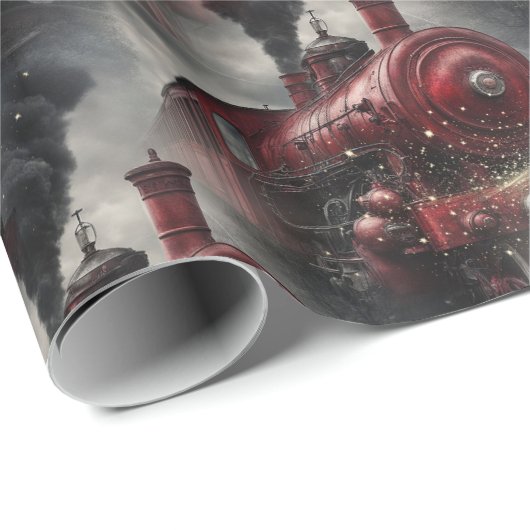 Roter Weihnachts-Dampfzugar Geschenkpapier (Rolleneckpunkt)