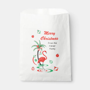 Roter Weihnachts-Flamingo-Schmuck Weihnachtstext Geschenktütchen