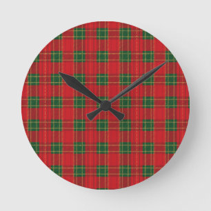Roter Weihnachts-Karomuster Cozy Holiday-Design Runde Wanduhr
