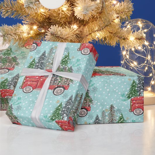 Roter Weihnachts-LKW Geschenkpapier (Feiertage)
