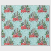 Roter Weihnachts-LKW Geschenkpapier (Flach)