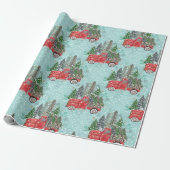 Roter Weihnachts-LKW Geschenkpapier (Ungerollt)