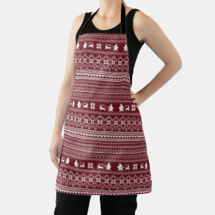 Roter Weihnachts-Santa-Claus-Pullover Strickmuster Schürze