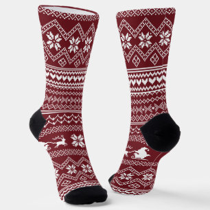 Roter Weihnachts-Santa-Claus-Pullover Strickmuster Socken