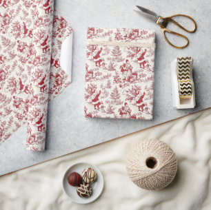 Roter Weihnachts-Santa-Toile Geschenkpapier