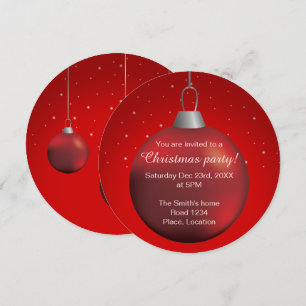 Roter Weihnachtsball Einladung