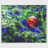 Roter Weihnachtsball, Grüner Spruce-Baum Geschenkpapier (Flach)
