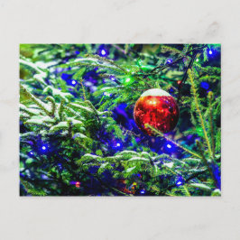 Roter Weihnachtsball, Grüner Spruce-Baum Postkarte