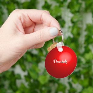 Roter Weihnachtsball - Ornament mit Namen Schlüsselanhänger