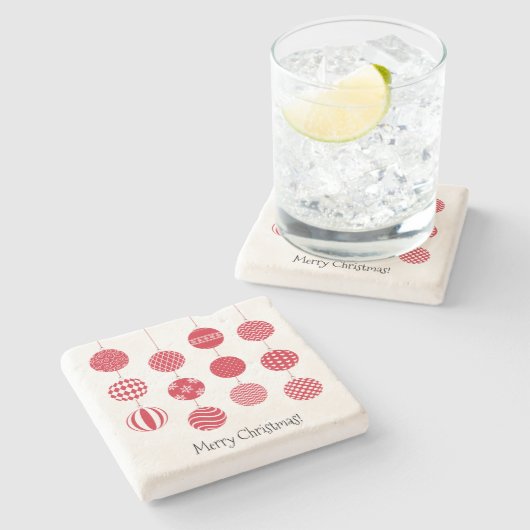 Roter Weihnachtsball Stone Untersetzer (Seitenansicht)