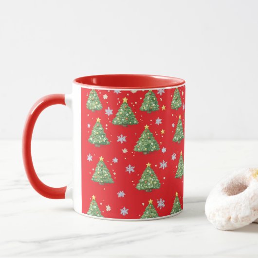 Roter Weihnachtsbaum-Becher Tasse (Mit Donut)