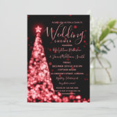 Roter Weihnachtsbaum beleuchtet Einladung (Stehend Vorderseite)