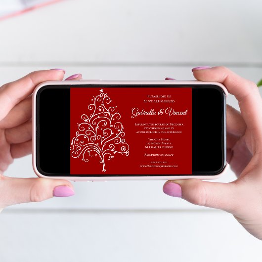 Roter Weihnachtsbaum - Einladung zur Hochzeit