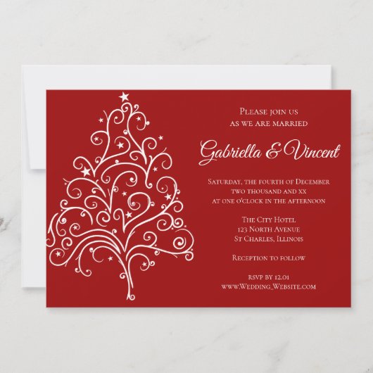 Roter Weihnachtsbaum - Einladung zur Hochzeit (Vorderseite)