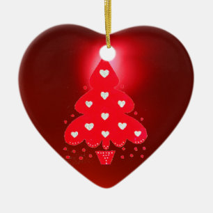 Roter Weihnachtsbaum-Feiertagsparty rot Keramikornament