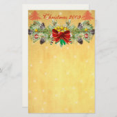 Roter Weihnachtsbaum mit Sternen & Garland Station Briefpapier (Vorne/Hinten)