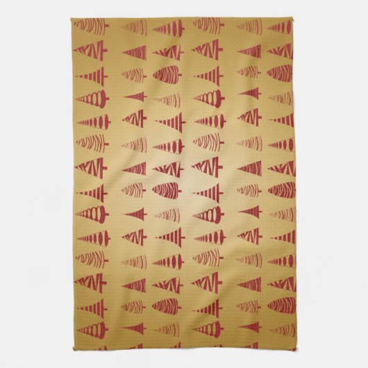 Roter Weihnachtsbaum modern in Gold Geschirrtuch (Vertikal)