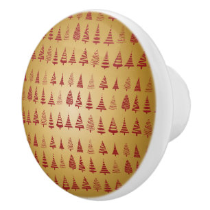 Roter Weihnachtsbaum modern in Gold Keramikknauf
