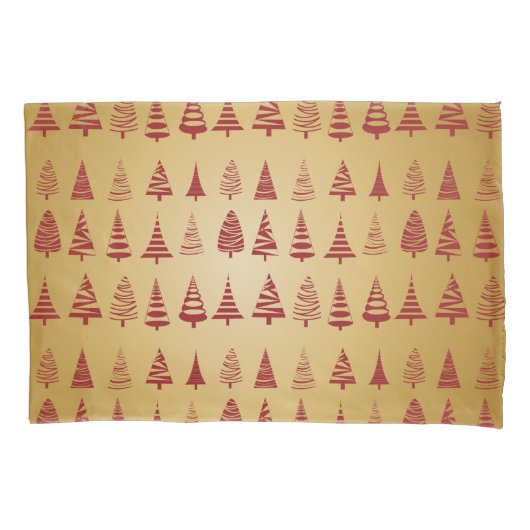Roter Weihnachtsbaum modern in Gold Kissenbezug (Vorderseite)
