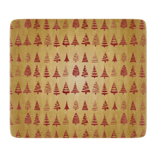 Roter Weihnachtsbaum modern in Gold Schneidebrett (Vorderseite)