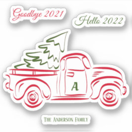 Roter Weihnachtsbaum Monogram Sticker