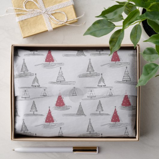 Roter Weihnachtsbaum-Muster#5 ID1009 Seidenpapier (Geschenk)