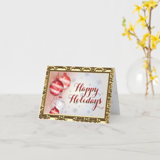 Roter Weihnachtsbaum Ornament mit Gold Border Karte (Gelbe Blume)