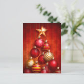 Roter Weihnachtsbaum Ornamente Feiertag Postkarte (Stehend Vorderseite)