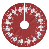 Roter Weihnachtsbaum-Rock-Holiday-Rentierdekor Polyester Weihnachtsbaumdecke (Vorderseite)