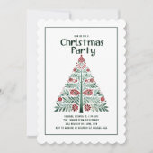 Roter Weihnachtsbaum Scallope Party Einladung (Vorderseite)